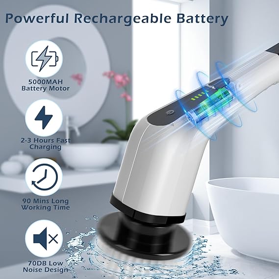 Enjoy cleanin with the Electric Spin Scrubber Brush, Easy Cleaning Brush Scrubber for Home/ Anything cleanable