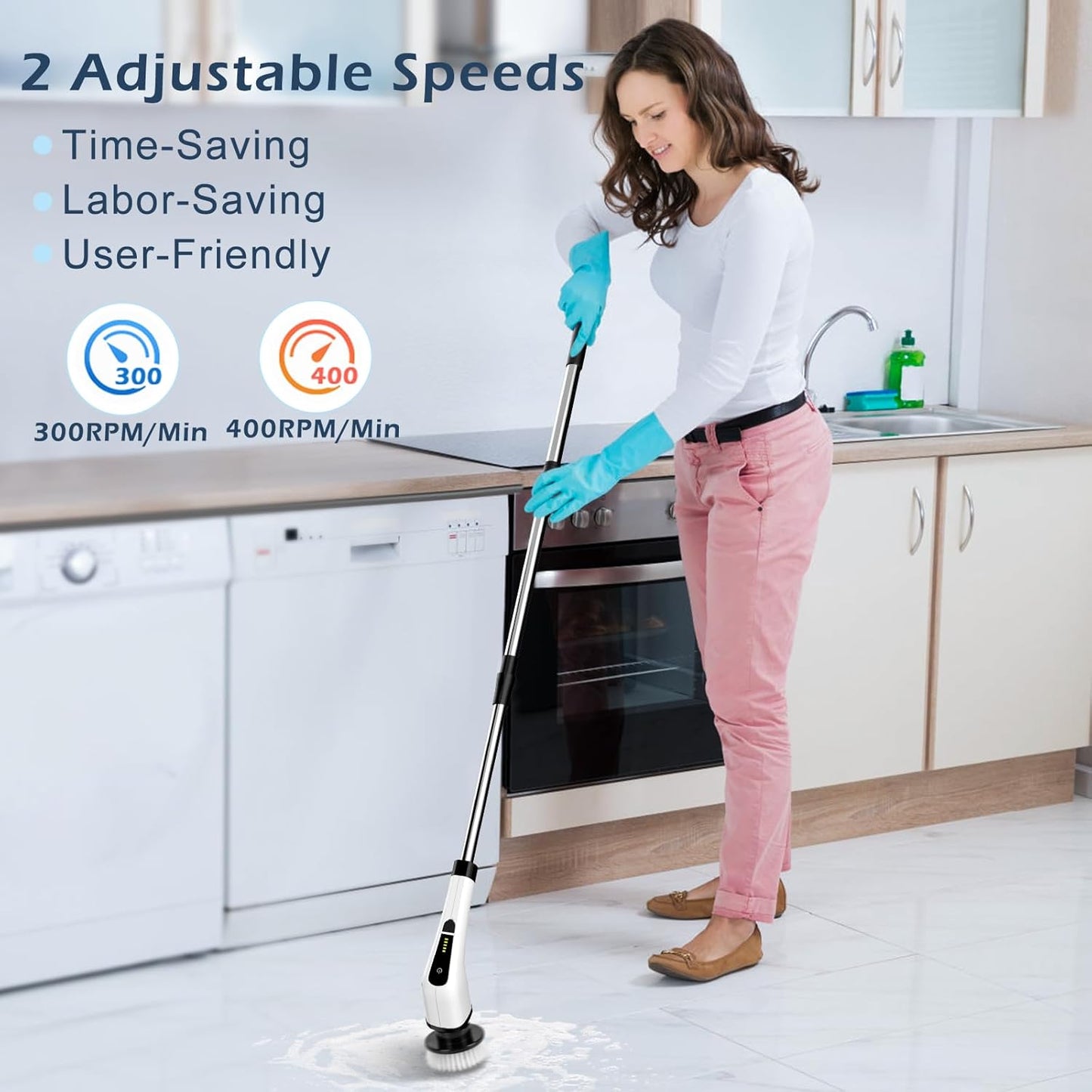 Enjoy cleanin with the Electric Spin Scrubber Brush, Easy Cleaning Brush Scrubber for Home/ Anything cleanable