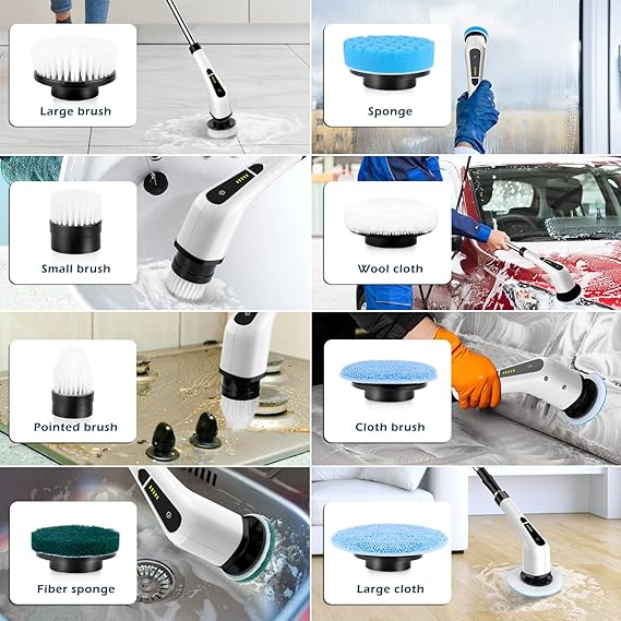 Enjoy cleanin with the Electric Spin Scrubber Brush, Easy Cleaning Brush Scrubber for Home/ Anything cleanable